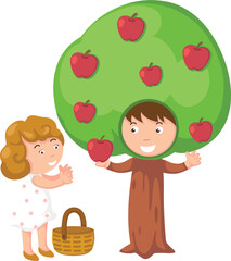 Children doing stage drama illustration