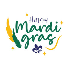 Happy mardi gras typography vector