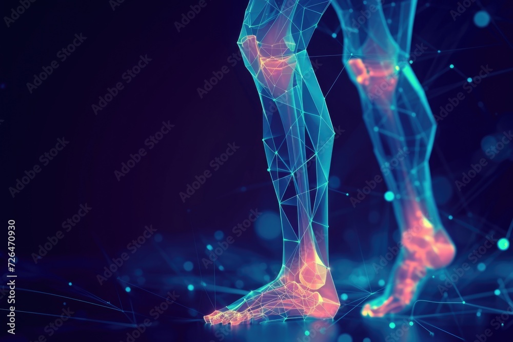 Poster Glowing legs illuminated in the darkness, perfect for adding a unique and captivating touch to any project or design