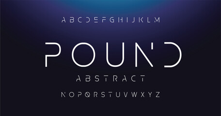 Abstract minimal modern alphabet fonts. Typography technology electronic digital music future creative font. vector illustration eps 10 - obrazy, fototapety, plakaty
