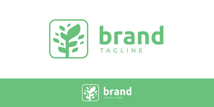 plant tree green ecological environment logo design vector template for brand business company