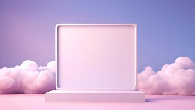 3d render product presentation podium on minimalist background of pastel cloud.