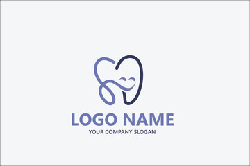 Fototapeta premium Line art dental vector logo design template