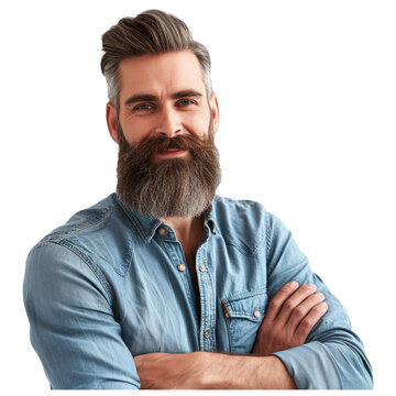 Portrait of his he nice-looking attractive bearded guy
