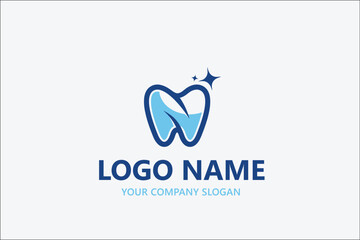 Line art dental vector logo design template