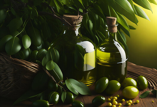 A set of Plump Olives green and black on a dark background