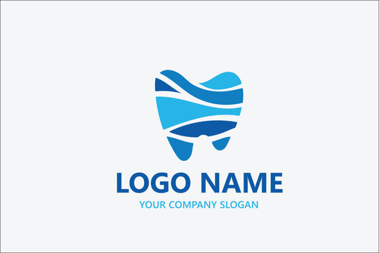 Line art dental vector logo design template