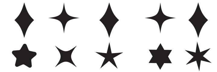 Sparkle vector icons set. Shine symbol illustration. star sign collection.