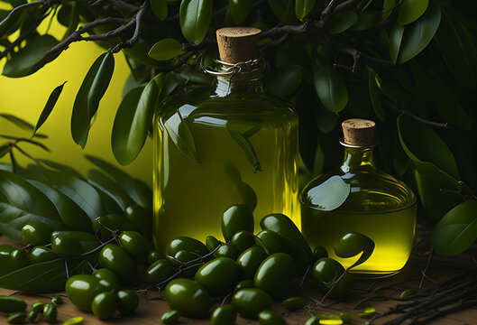 A set of Plump Olives green and black on a dark background