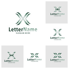 Set of Modern letter X logo design vector. Creative X logo concepts template