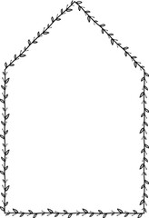 Triangular Arch Vertical Frame architectural arche window door Vintage frame Flower wreath leaf vector floral border picture frames Branch laurel botanical silhouette black elements decoration