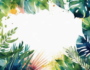 Imagine tropical leaves  in watercolor style