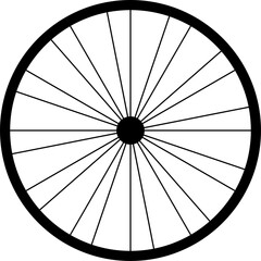 Circular radial, radiating lines element. Circular geometric element. Bicycle wheel isolated.