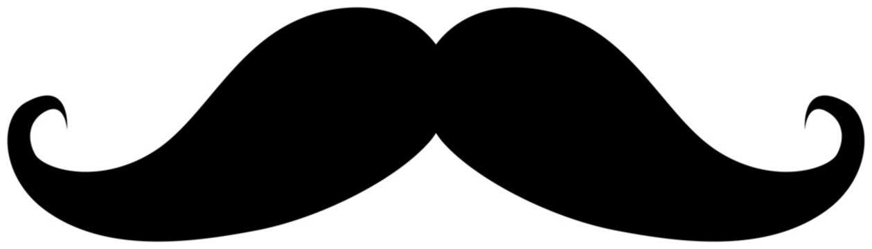 Mustache icon. Black and white. Isolated.