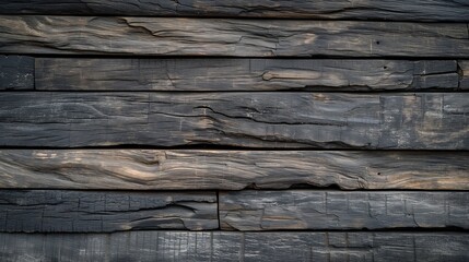 Distressed Black Wooden Planks - Textured Charcoal Wood Surface