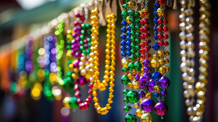 Mardi Gras Beads - The Colorful and Meaningful Symbol of Carnival - obrazy, fototapety, plakaty