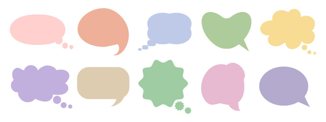 Set of clouds for text, abstract shapes for text. Pastel colors, decor elements, vector