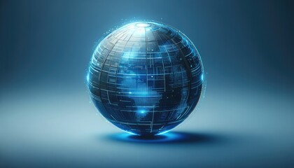 Fototapeta na wymiar Digital World: Futuristic Blue Globe