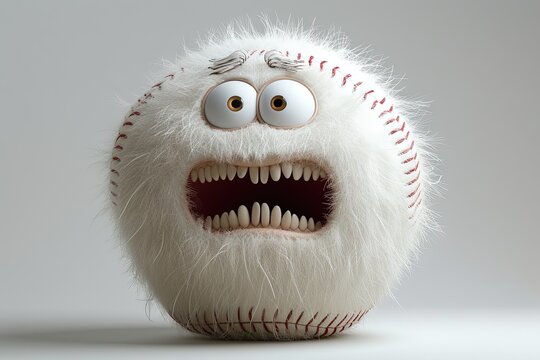 baseball Ball belly funny cute fluffy character cartoon illustration