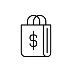 Shopping bag outline icons, minimalist vector illustration ,simple transparent graphic element .Isolated on white background