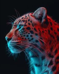 An image of a leopard against a black background