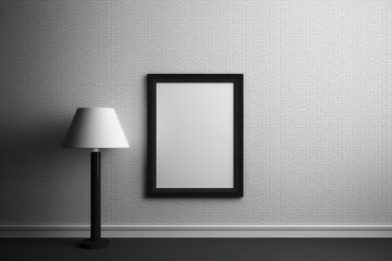 Minimalist Room with Lamp and Blank Picture Frame - Generative AI