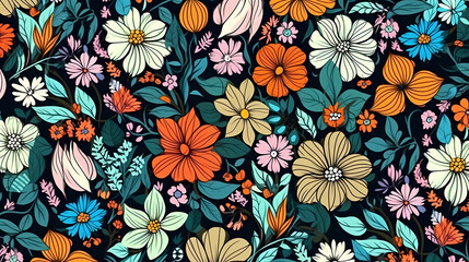 Seamless flower background, colorful flower background
