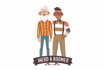 Nerd and boomer original logo design illustration