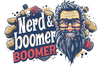 Obraz premium Nerd and boomer original logo design illustration