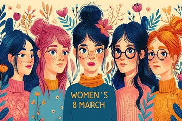 International Womens Day poster abstract card illustration