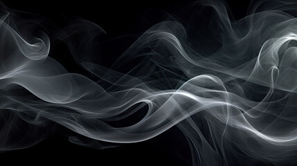 Fototapeta premium Swirling Light White Smoke on Black Background - Generative AI