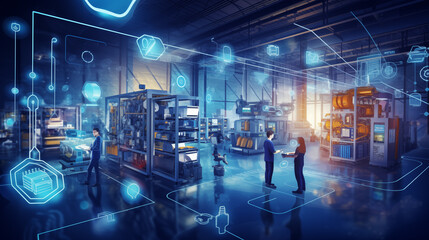 Digital Optics Network in Blue Circuitry, Integration of connected devices to optimize production, maintenance, inventory