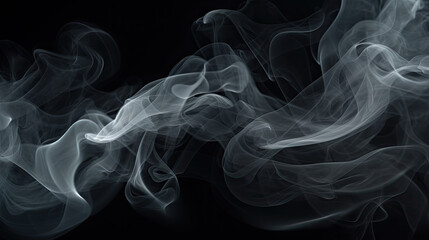 Fototapeta premium Swirling Light White Smoke on Black Background - Generative AI
