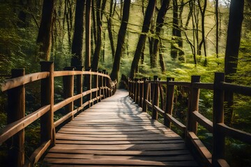 wooden bridge in the woods