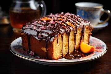 Gluten -free marble cake, chocolate, coffee and vanilla, homemade pound cake., generative IA