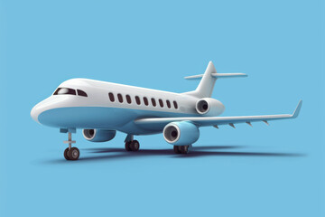 Obraz premium Airplane 3d vector cartoon icon 