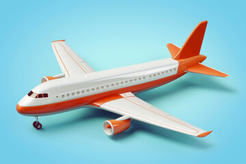 Airplane 3d vector cartoon icon 