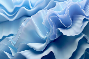 3d render abstract modern blue background folded ribbons macro fashion wallpaper with wavy layers and ruffles - obrazy, fototapety, plakaty