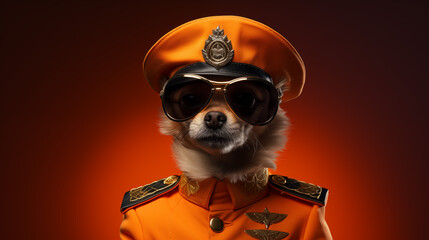 Stylized Portrait of a Sloth in a Military Uniform with Sunglasses - obrazy, fototapety, plakaty