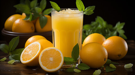 Healthy Citrus Refreshment: Orange Juice and Oranges
