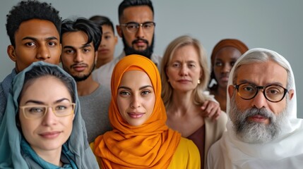Fototapeta premium diverse people from different cultures and religions gather together, peoples' friendship day idea