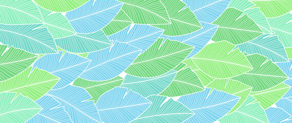 Abstract botanical art vector. Design with tropical plants, leaf branches, palm leaves. Foliage design for banner, prints, decor, wall art, decoration