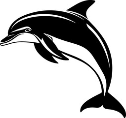 dolphin silhouette isolated on white © OVAVO