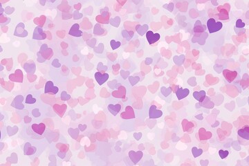 Valentine's Day background. Pastel pink background, scattered abstract hearts in varying shades of pink and lavender, creating a whimsical pattern