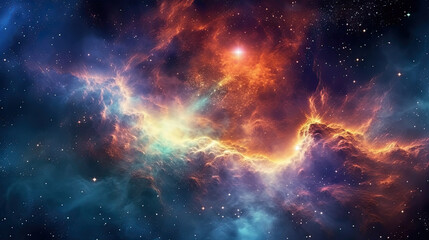 Vibrant Nebula in the Depths of Space - Generative AI - obrazy, fototapety, plakaty
