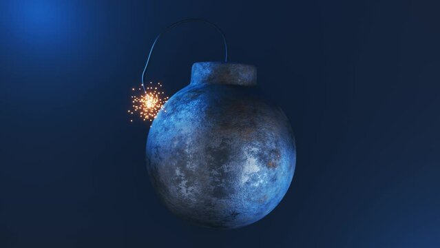 One minute countdown until the start of the computer game broadcast. Countdown in the form of a core with a burning wick. Countdown on the bomb. Countdown for your gaming video.