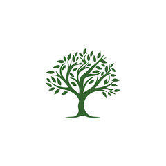 abstract Tree of Life logo. Organic nature symbol. Tree branch with leaf sign. Natural plant design element emblem. Vector illustration.