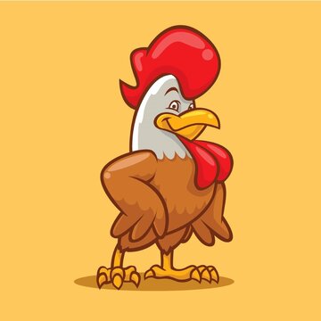 rooster cartoon waving