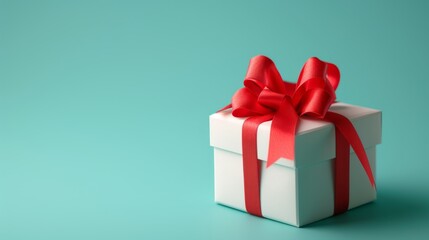 Obraz premium red gift box with ribbon