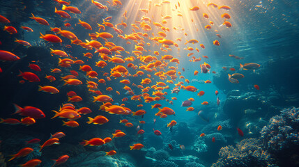 Fototapeta na wymiar Aquatic world, corals, fish, seabed